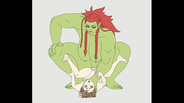 An orc girl… “eats” a poor traveler.